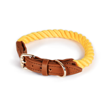 Kelly Green Cotton Rope Collar, Brass-Tone Hardware - Honey Orange