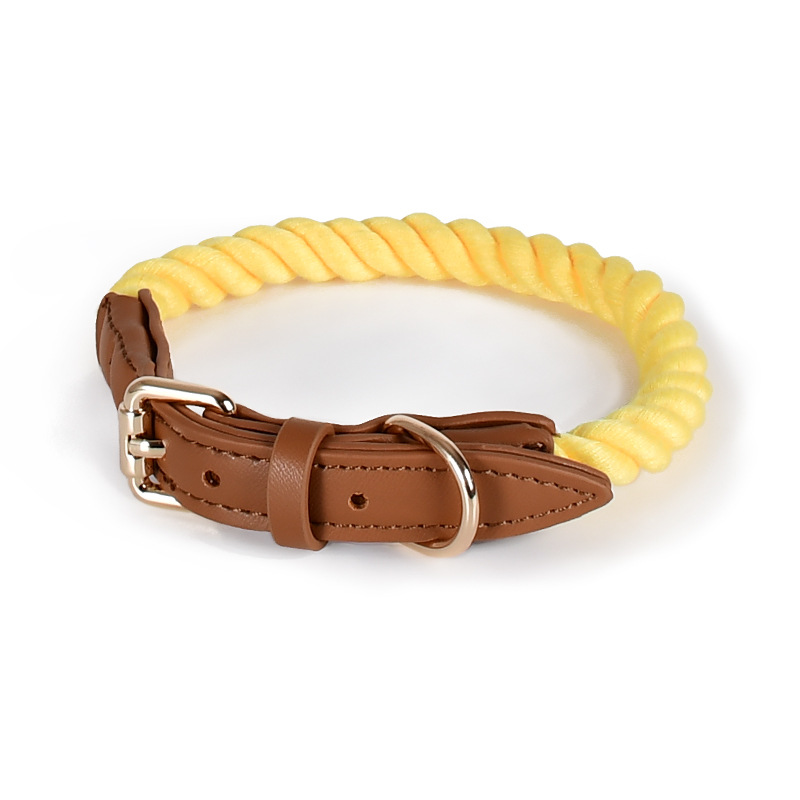 Kelly Green Cotton Rope Collar, Brass-Tone Hardware - Lemon