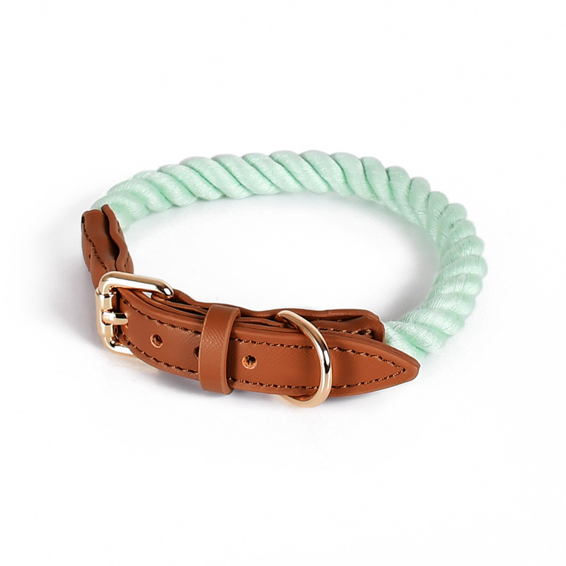Kelly Green Cotton Rope Collar, Brass-Tone Hardware - Mint