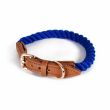 Kelly Green Cotton Rope Collar, Brass-Tone Hardware - Navy