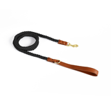 Kelly Green Cotton Rope Lead, Brass-Tone Hardware - Black