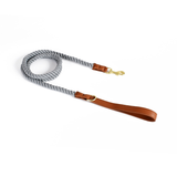 Kelly Green Cotton Rope Lead, Brass-Tone Hardware - Charcoal