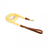 Kelly Green Cotton Rope Lead, Brass-Tone Hardware - Lemon