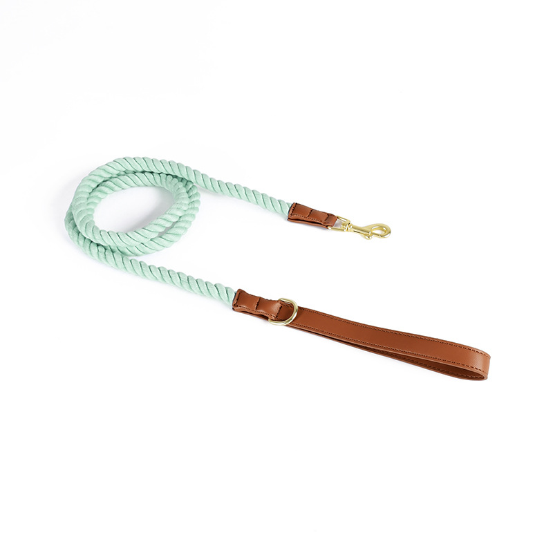 Kelly Green Cotton Rope Lead, Brass-Tone Hardware - Mint