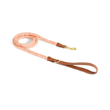 Kelly Green Cotton Rope Lead, Brass-Tone Hardware - Powder Pink