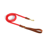 Kelly Green Cotton Rope Lead, Brass-Tone Hardware - Red