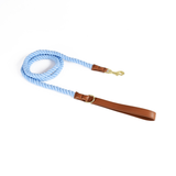 Kelly Green Cotton Rope Lead, Brass-Tone Hardware - Sky Blue