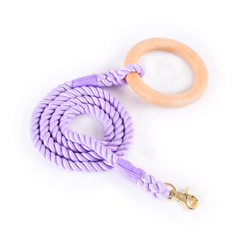 Carnival Ombre Rope Lead & Collar Set, Wooden Ring Handle - Blue Violet