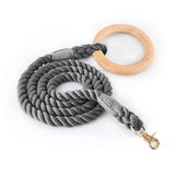 Carnival Ombre Rope Lead & Collar Set, Wooden Ring Handle - Charcoal