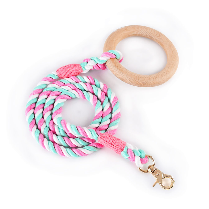 Carnival Ombre Rope Collar, Wooden Ring Handle