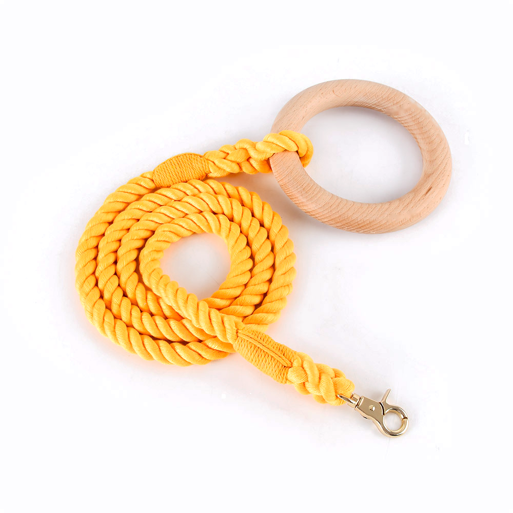Carnival Ombre Rope Lead & Collar Set, Wooden Ring Handle - Honey Orange
