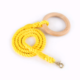 Carnival Ombre Rope Lead & Collar Set, Wooden Ring Handle - Lemon