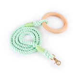 Carnival Ombre Rope Lead & Collar Set, Wooden Ring Handle - Mint