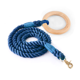 Carnival Ombre Rope Lead & Collar Set, Wooden Ring Handle - Navy