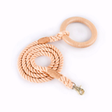 Carnival Ombre Rope Lead & Collar Set, Wooden Ring Handle - Powder Pink