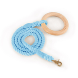 Carnival Ombre Rope Lead & Collar Set, Wooden Ring Handle - Sky Blue