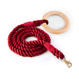 Carnival Ombre Rope Lead & Collar Set, Wooden Ring Handle - Wine