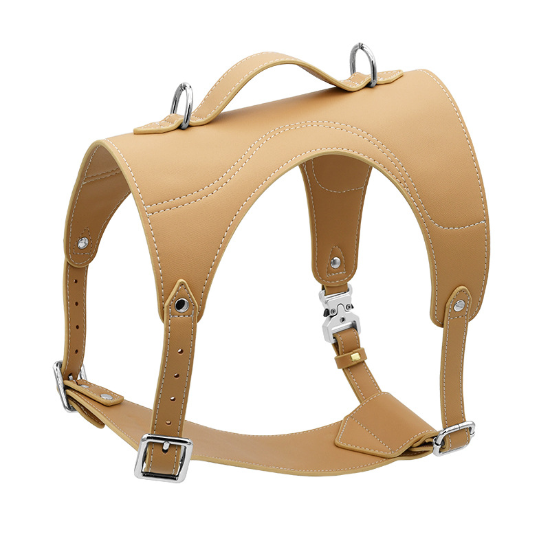 Camel Vegan Leather Harness Walk Set - Apricot
