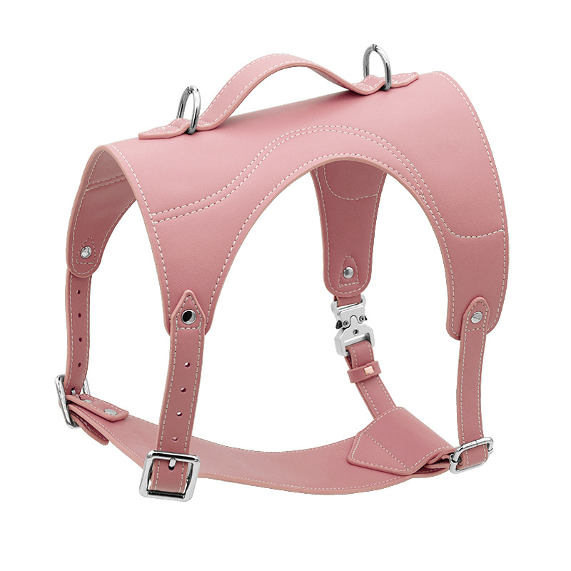 Camel Vegan Leather Harness Walk Set - Blush