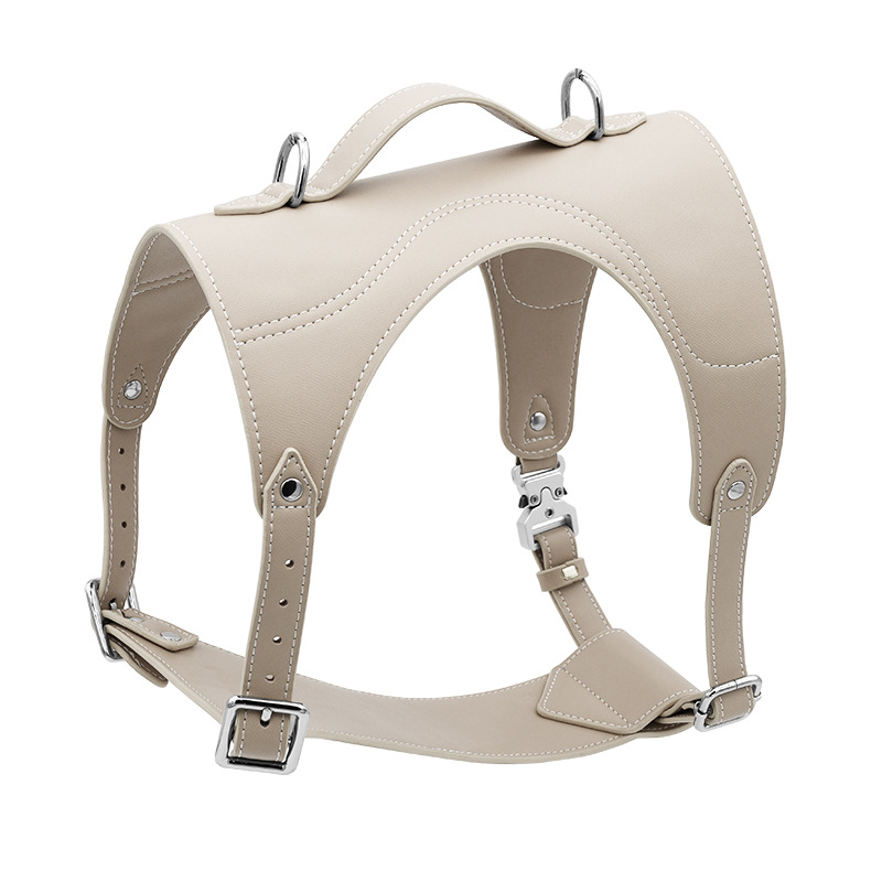 Camel Vegan Leather Harness Walk Set - Ivory