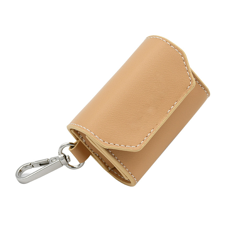 Camel Vegan Leather Poop Bag Holder Walk Set - Apricot
