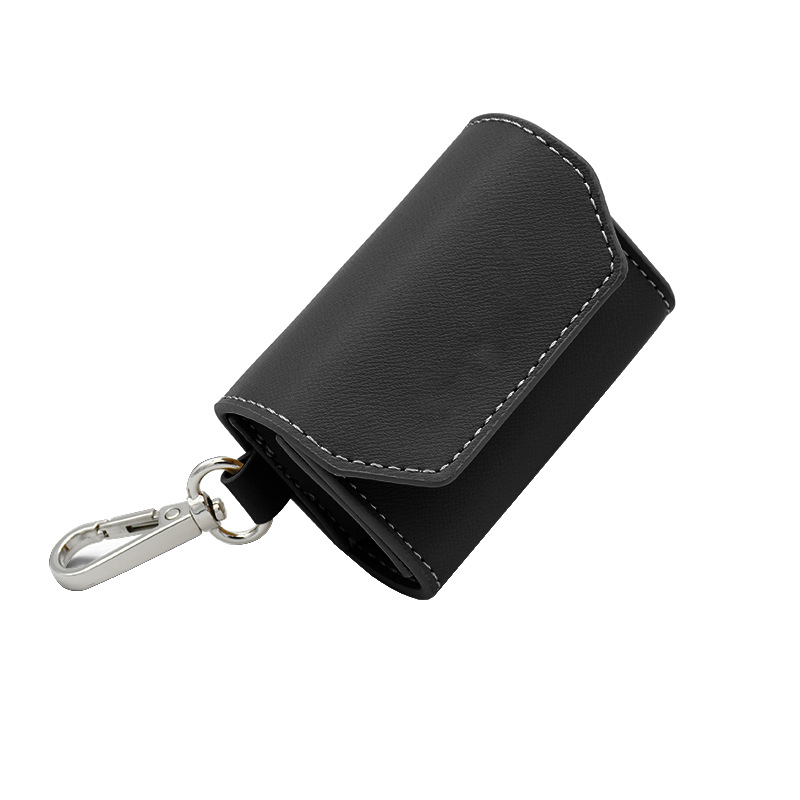 Camel Vegan Leather Poop Bag Holder Walk Set - Black