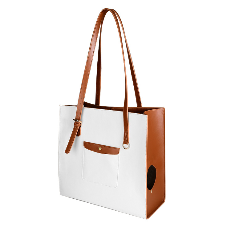 Peekaboo Tote Pet Carrier in Vegan Leather - Grey