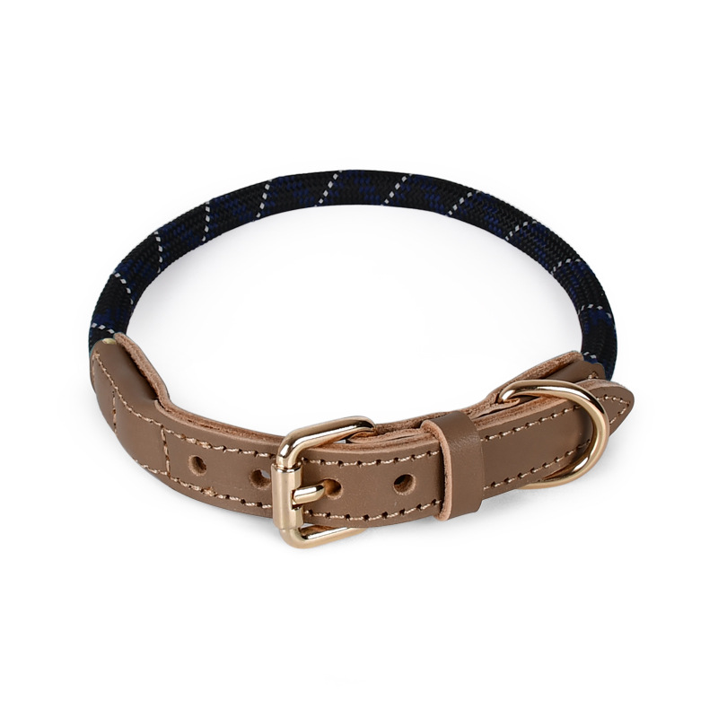 Teal Reflective Rope Double Collar - Black
