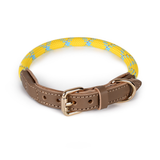 Teal Reflective Rope Double Collar - Yellow