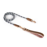 Teal Reflective Rope Double Lead - Grey