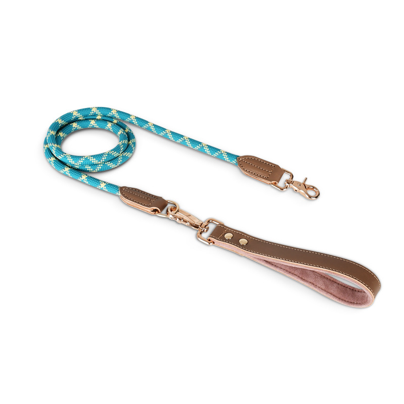Teal Reflective Rope Double Lead - Light Blue
