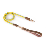 Teal Reflective Rope Double Lead - Yellow