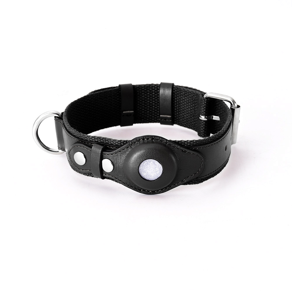 Cushioned Tracker Collar with D-Ring, Fits AirTag - Jet Black