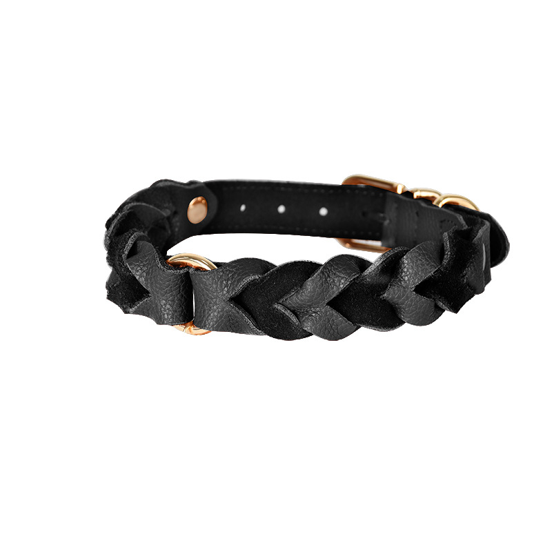 Forest Green Braided Genuine Leather Collar