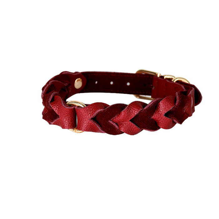 Forest Green Braided Genuine Leather Collar