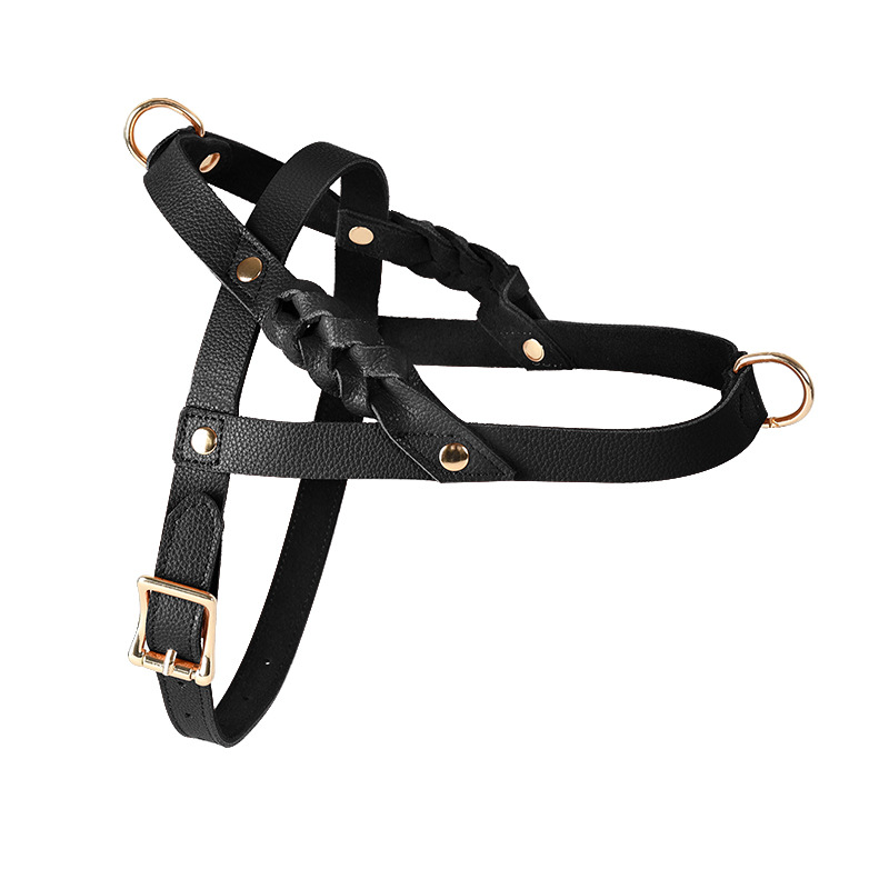 Forest Green Braided Genuine Leather Harness - Black