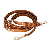 Forest Green Braided Genuine Leather Lead - Double-ended Tan