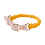 Sorbet Ombre Cotton Rope Collar, Blush Handle - Bright Orange