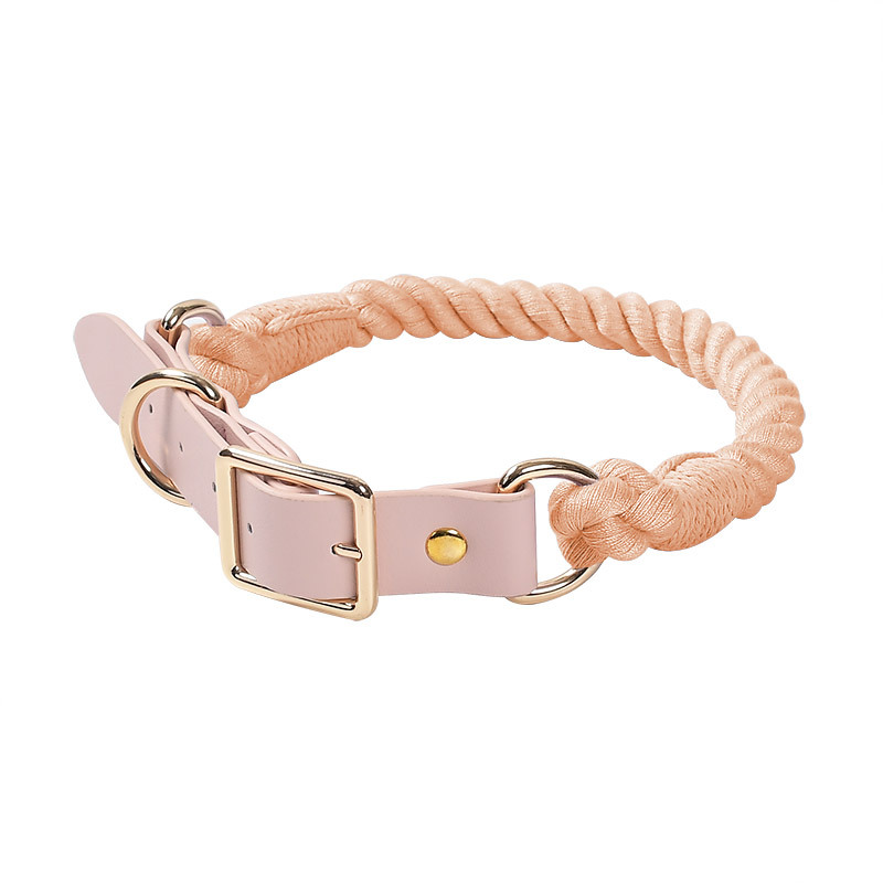 Sorbet Ombre Cotton Rope Collar, Blush Handle - Powder Pink