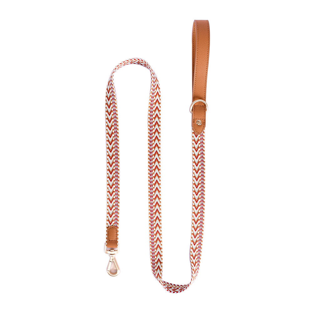 Arrowhead Webbing Lead, Genuine Leather Trim