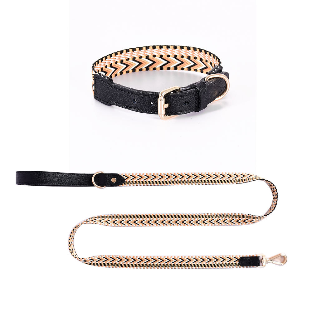 Arrowhead Webbing Set, Genuine Leather Trim - Black