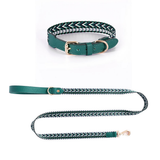 Arrowhead Webbing Set, Genuine Leather Trim - Green