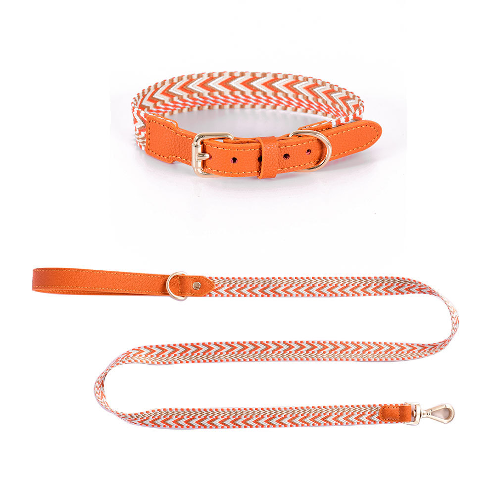 Arrowhead Webbing Set, Genuine Leather Trim - Orange