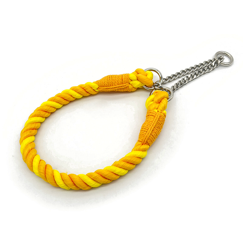 Hand-Braided Cotton Rope Martingale Collar - Orange