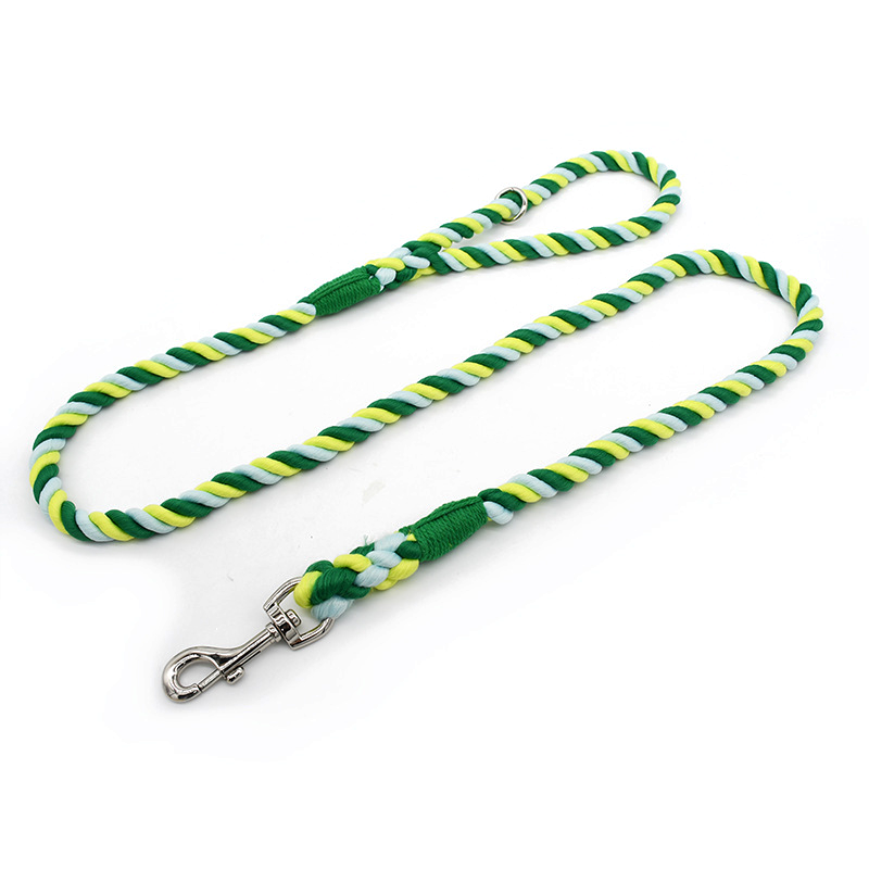 Hand-Braided Cotton Rope Martingale Lead - Green