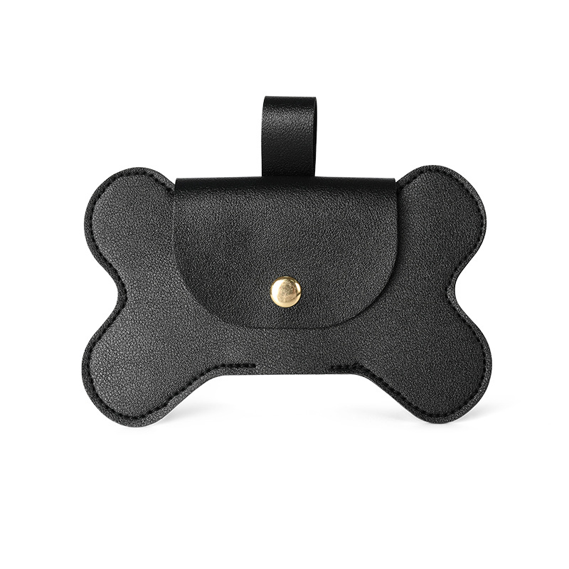 Bone-Shaped Poop Bag Holder in Pale Blue Vegan Leather