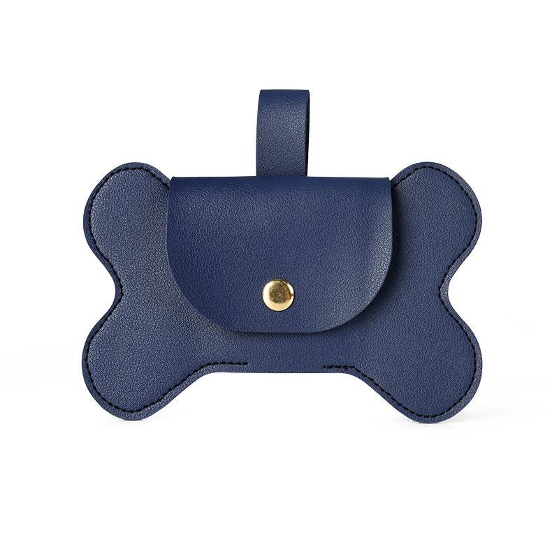 Bone-Shaped Poop Bag Holder in Pale Blue Vegan Leather
