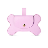 Bone-Shaped Poop Bag Holder in Pale Blue Vegan Leather - Violet