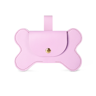 Bone-Shaped Poop Bag Holder in Pale Blue Vegan Leather
