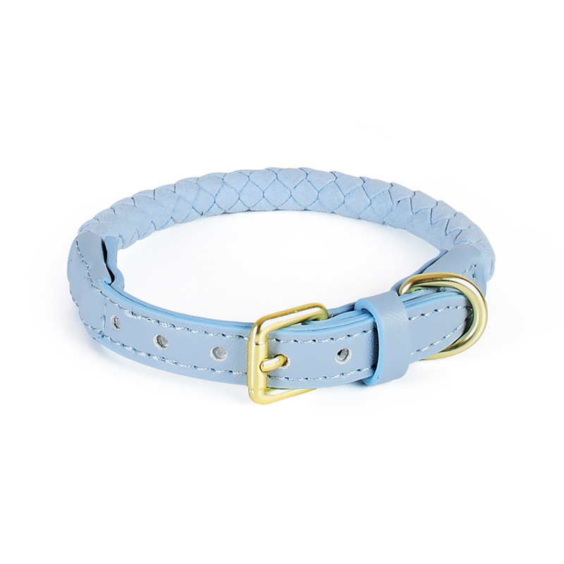 Macaron Braided Dog Collar in Soft Vegan Suede